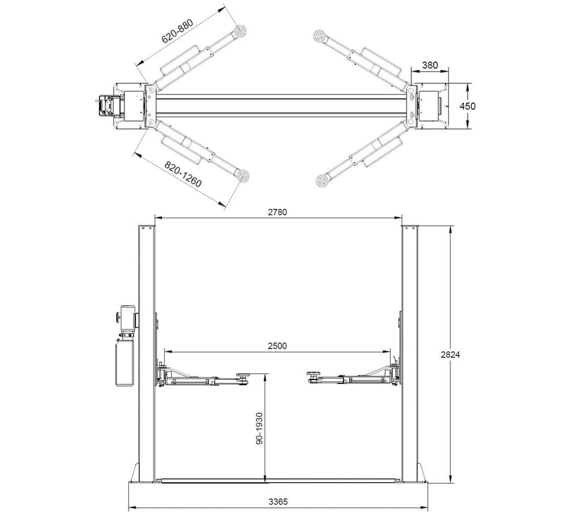 Elevador semiautomático de duas colunas 4 t 220 V — 9