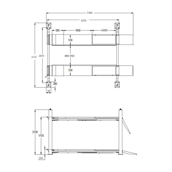 Pont semi-automatique à quatre colonnes 4 t avec cric central — 19