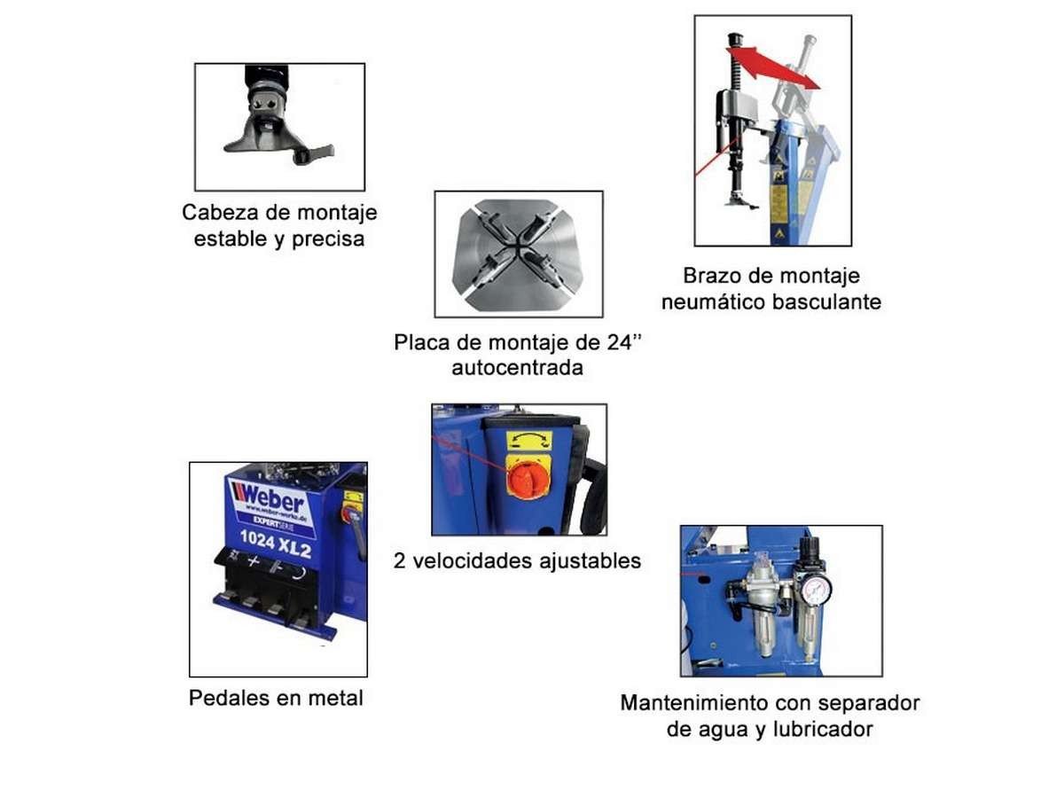 Desmontadora de pneus Weber 1024-XL2 com braço auxiliar — 6